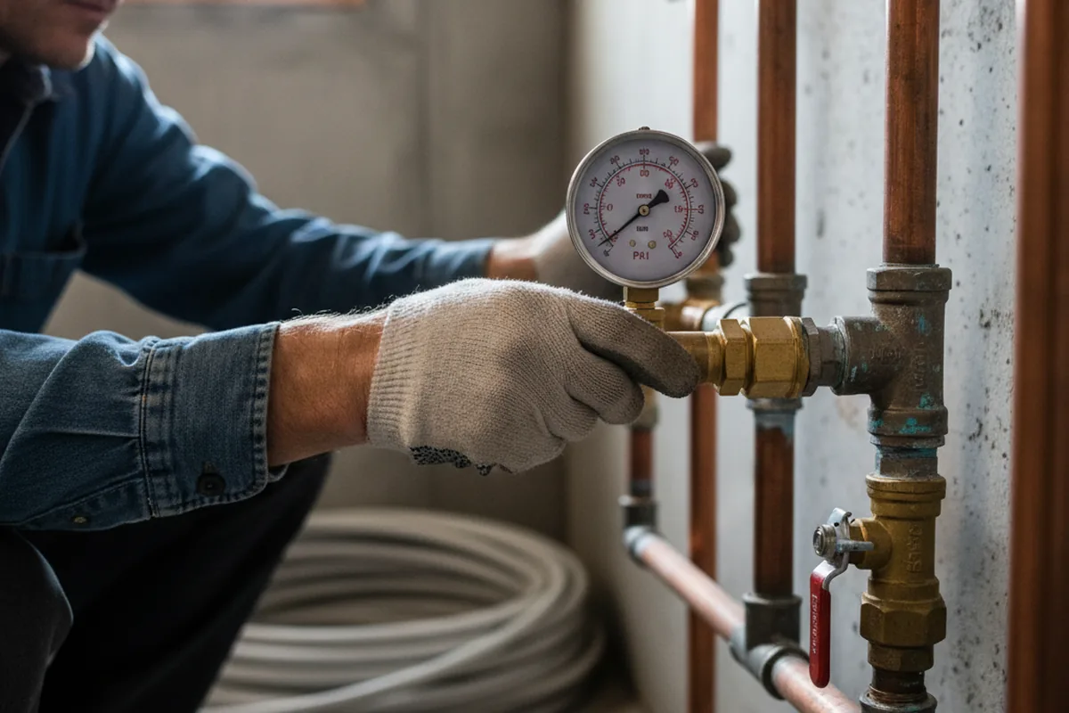 Pressure testing a repaired line during Water Line Repair in Mc Donough
